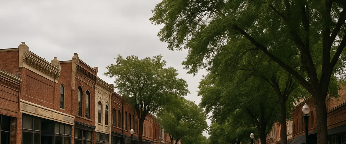 Small town Main Street in Vermillion, SD