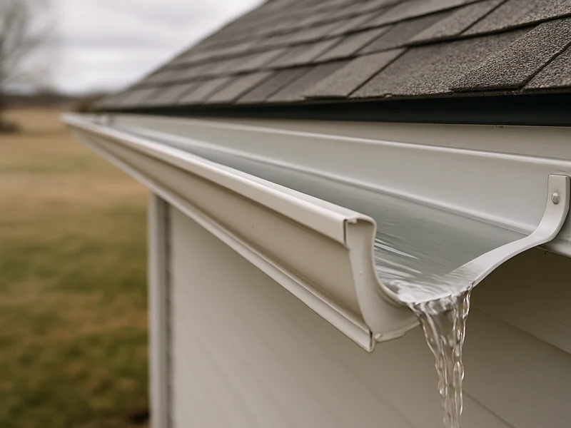 After: cleared gutter draining freely on a Sioux City, IA home