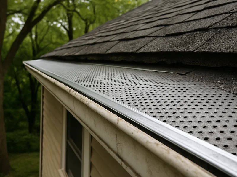 Gutter guard installed on a home roofline in Sioux City, IA