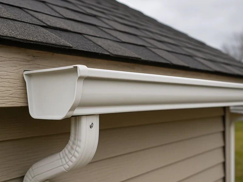 After: repaired gutter re-hung and properly pitched